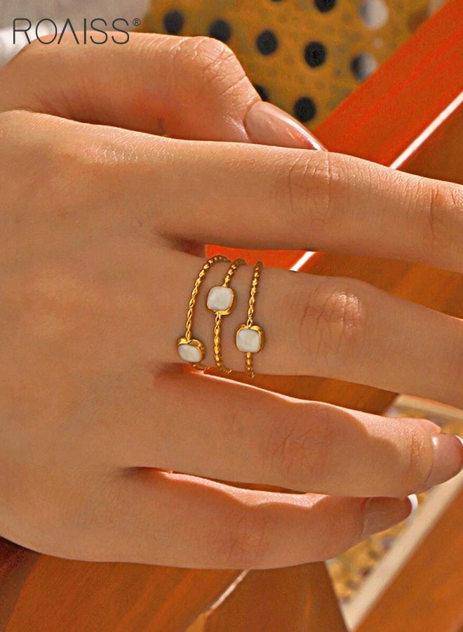 رويس 3 قطع خواتم نسائية مفتوحة هندسية، خواتم قابلة للتعديل من الفولاذ المقاوم للصدأ، خواتم أنيقة عتيقة، مناسبة للارتداء اليومي والحفلات للسيدات - Image 4