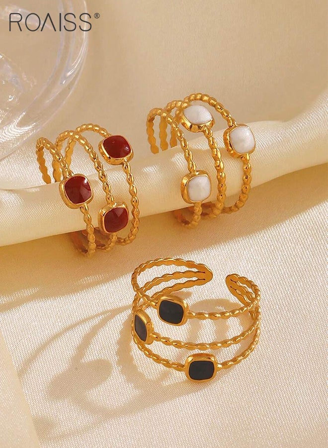 رويس 3 قطع خواتم نسائية مفتوحة هندسية، خواتم قابلة للتعديل من الفولاذ المقاوم للصدأ، خواتم أنيقة عتيقة، مناسبة للارتداء اليومي والحفلات للسيدات - Image 5