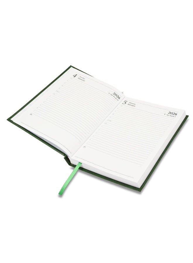 FIS 2026 Diary, A5 Size Diary(148x210mm), Hard Cover Vinyl Materials, English, 60gsm White Paper, Green Color-FSDI21E26GR - Image 4