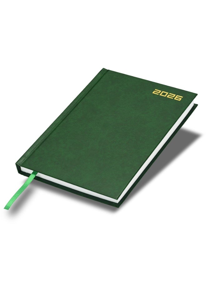 FIS 2026 Diary, A5 Size Diary(148x210mm), Hard Cover Vinyl Materials, English, 60gsm White Paper, Green Color-FSDI21E26GR - Image 1