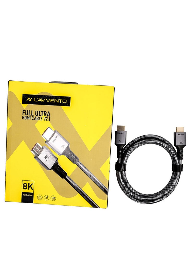 LAVVENTO Lavvento  8K HDMI cable, 1.5 meters long, strong nylon, high resolution, high speed, 48Gbps, 60Hz, supports HDR, compatible with MacBook Pro, PlayStation 4/5 and all smart devices. Screens  - Image 4