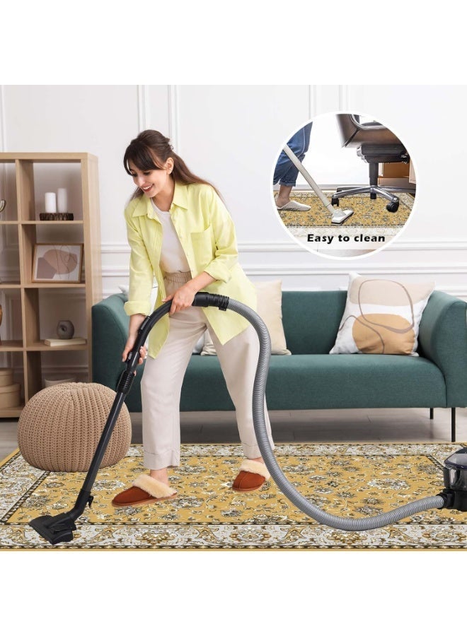 Retro Persian style living room coffee table bedroom carpet - anti slip, stain resistant, easy to clean, washable, soft and comfortable area carpet - Image 5