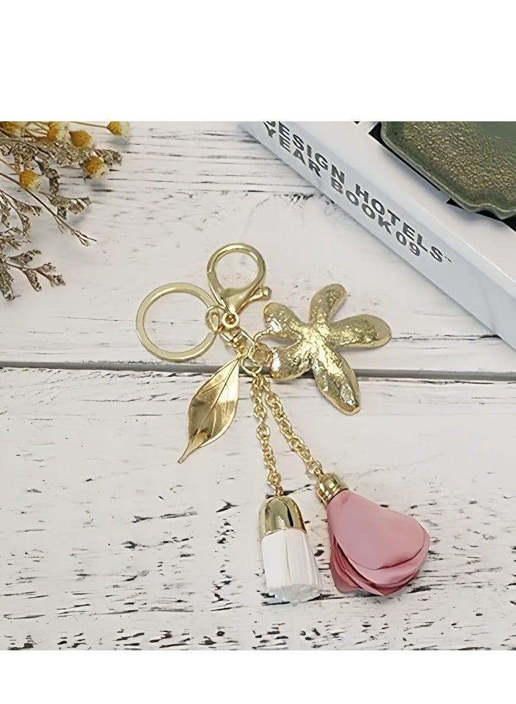 نجوى سلسلة مفاتيح على شكل زهرة للنساء، سلسلة مفاتيح على شكل ورقة شجر مزينة بأحجار الراين، قلادة على شكل محفظة نسائية، قلادة على شكل مفاتيح سيارة وحقيبة يد ومحفظة، سلسلة مفاتيح على شكل أحجار الراين، زينة لطيفة بالجملة، حبل كاواي - Image 2