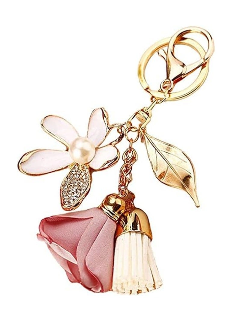 نجوى سلسلة مفاتيح على شكل زهرة للنساء، سلسلة مفاتيح على شكل ورقة شجر مزينة بأحجار الراين، قلادة على شكل محفظة نسائية، قلادة على شكل مفاتيح سيارة وحقيبة يد ومحفظة، سلسلة مفاتيح على شكل أحجار الراين، زينة لطيفة بالجملة، حبل كاواي - Image 1