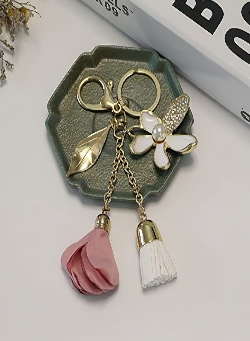 نجوى سلسلة مفاتيح على شكل زهرة للنساء، سلسلة مفاتيح على شكل ورقة شجر مزينة بأحجار الراين، قلادة على شكل محفظة نسائية، قلادة على شكل مفاتيح سيارة وحقيبة يد ومحفظة، سلسلة مفاتيح على شكل أحجار الراين، زينة لطيفة بالجملة، حبل كاواي - Image 5