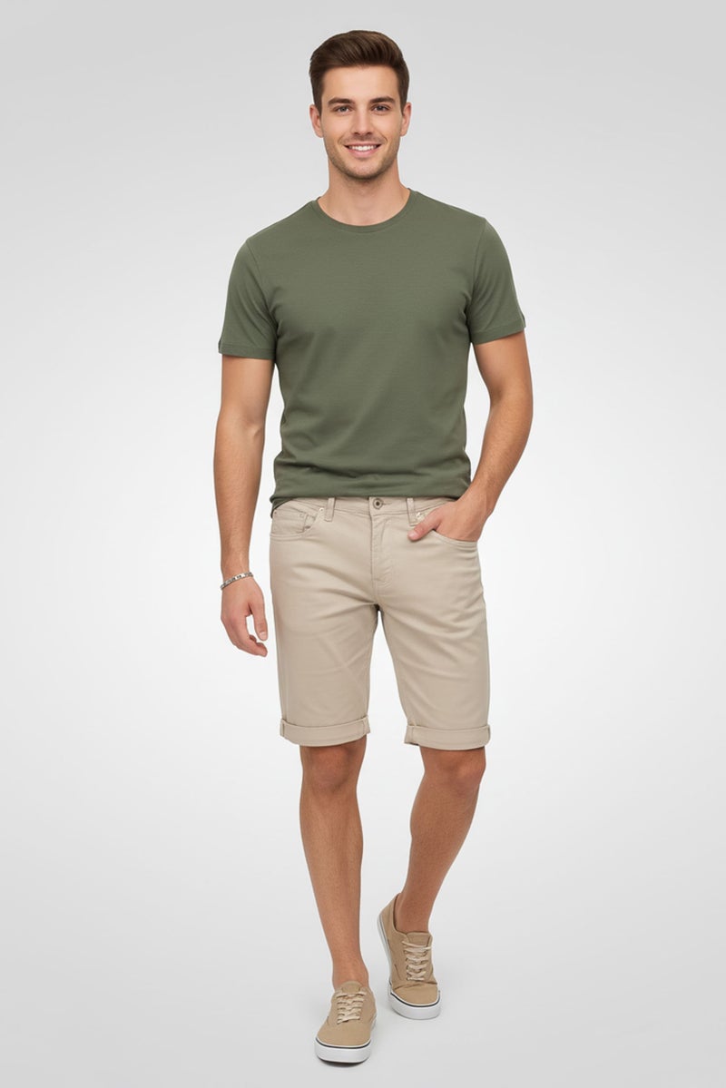 Celio Men Plain Basic Shorts, Biege - Image 1