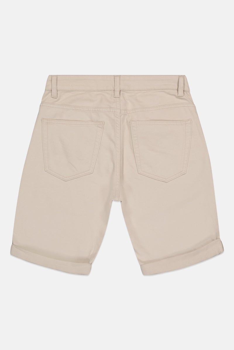Celio Men Plain Basic Shorts, Biege - Image 3