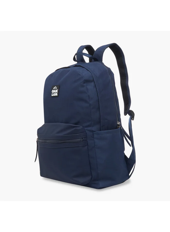 Oaklan by Shoexpress Men Logo Applique Backpack with Adjustable Straps and Zip Closure - 32x16x43 cm