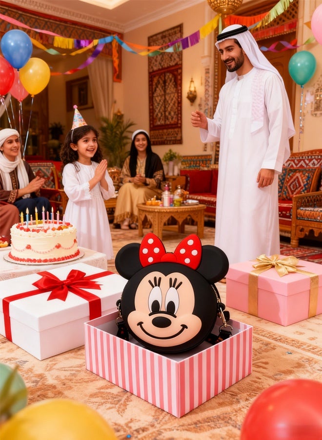 Kids Minnie Mouse Silicone Shoulder Bag Cute Cartoon Mini Purse with Adjustable Strap Suitable for Preschool Travel Playground Shopping Daily Wear Lightweight Toddler Gift for Birthdays Holidays,Little Girls Who Love Minnie - Image 5