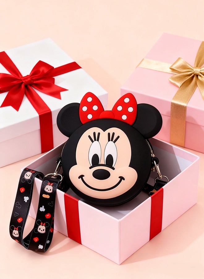 Kids Minnie Mouse Silicone Shoulder Bag Cute Cartoon Mini Purse with Adjustable Strap Suitable for Preschool Travel Playground Shopping Daily Wear Lightweight Toddler Gift for Birthdays Holidays,Little Girls Who Love Minnie - Image 4