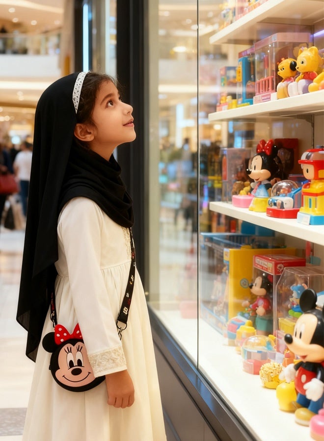 Kids Minnie Mouse Silicone Shoulder Bag Cute Cartoon Mini Purse with Adjustable Strap Suitable for Preschool Travel Playground Shopping Daily Wear Lightweight Toddler Gift for Birthdays Holidays,Little Girls Who Love Minnie - Image 3