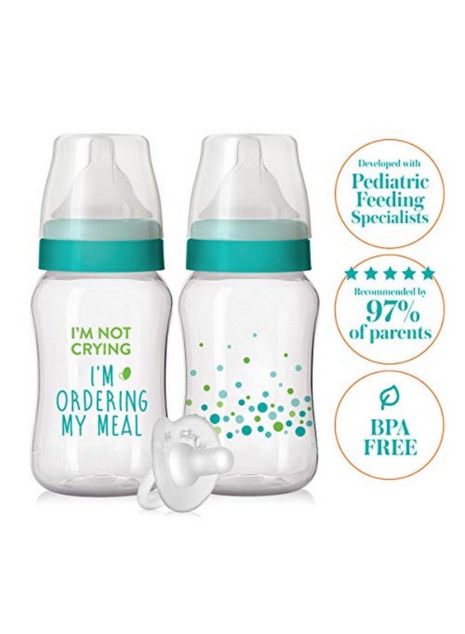 Evenflo Feeding Balance + Wide Neck Printed Bottles, 9oz 2pk, with Pacifier - Image 2