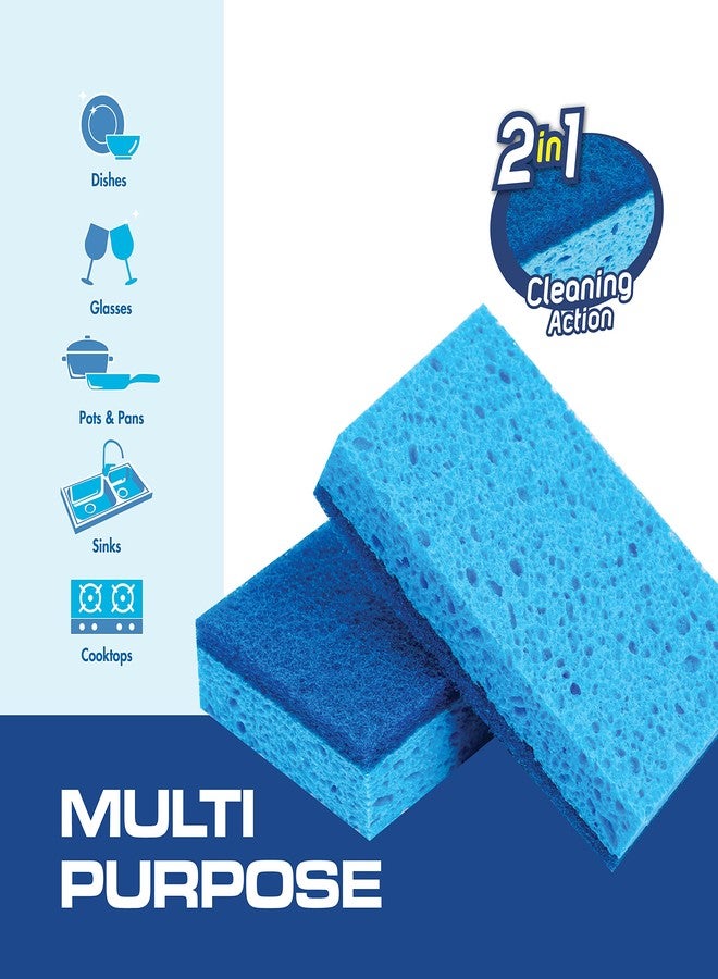 SCRUBIT 48 Pack Kitchen Sponges - Dish Sponge for Washing Dishes, Kitchen & Bathroom - Blue Dishwashing Sponges Along with A Thought Scrubber - Bulk Cleaning sponges Kitchen (Blue) - Image 5