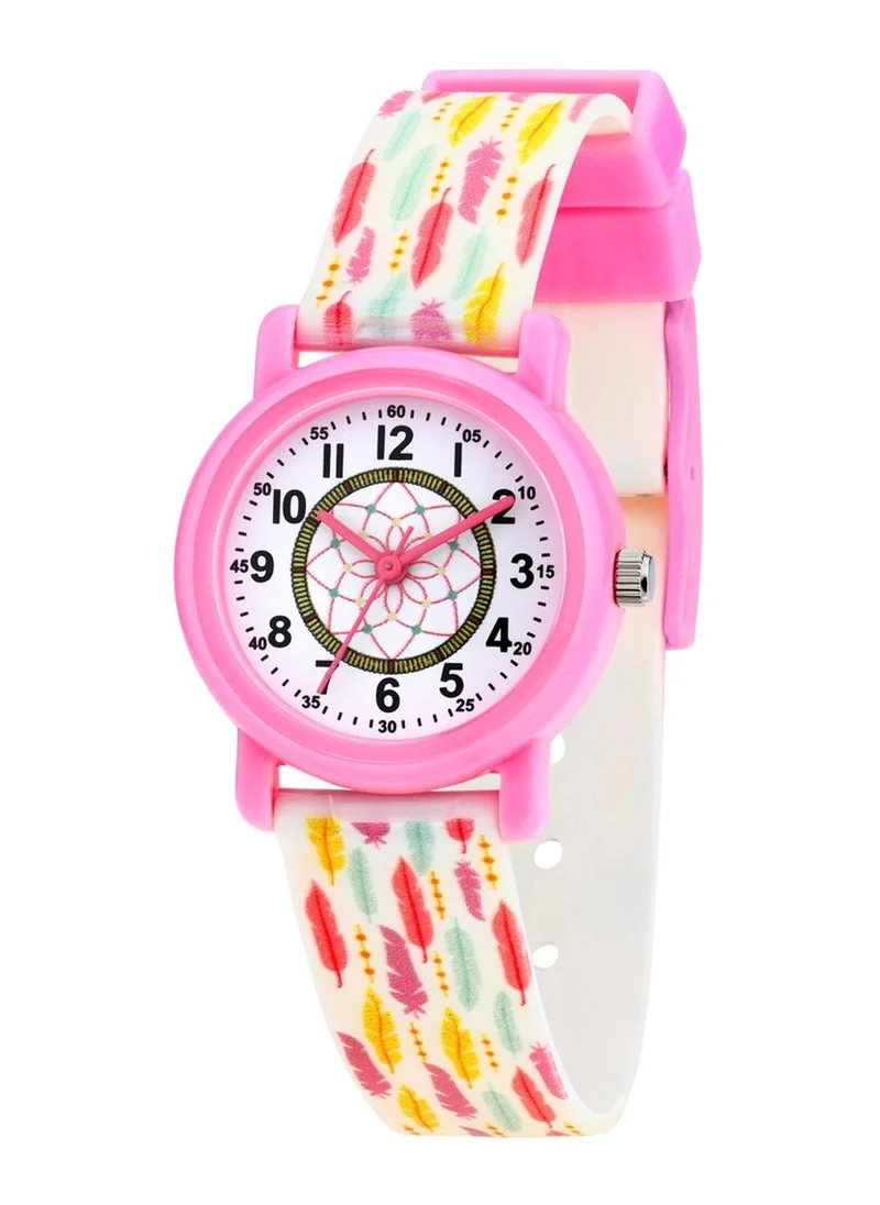 Kikou Cartoon Kids Analog Watch for Boys & Girls - White Matt Dial, 28mm Round Case, White Plastic Strap, Quartz, 30M Water Resistant - R4551104505