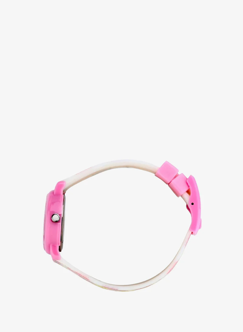 كيكو ساعة يد أطفال أنالوج للأولاد والبنات كرتون - مينا أبيض مطفي، علبة دائرية 28 ملم، سوار بلاستيك أبيض، كوارتز، مقاومة للماء حتى 30 متر - R4551104505