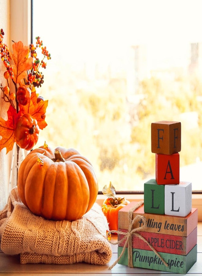Vercraft 8 Pcs Fall Wooden Pumpkin Decorations Thanksgiving Blessed Grateful Thankful Table Centerpieces Wooden Block Signs for Autumn Harvest Farmhouse Thanksgiving Home Party Decor Supplies - Image 5