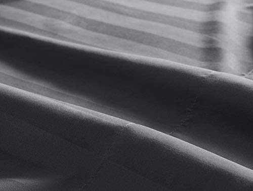 LINENWALAS LINENWALAS Summer Special AntiPilling Cotton 310TC Satin Stripes Double Bedsheet with 2 Pillow Covers Grey  - Image 3