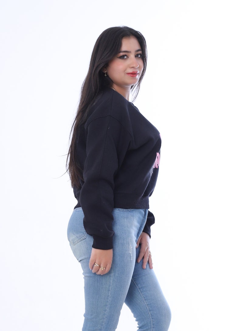 BEBO Women's sweatshirt, graphic print, long sleeve_Black - Image 2