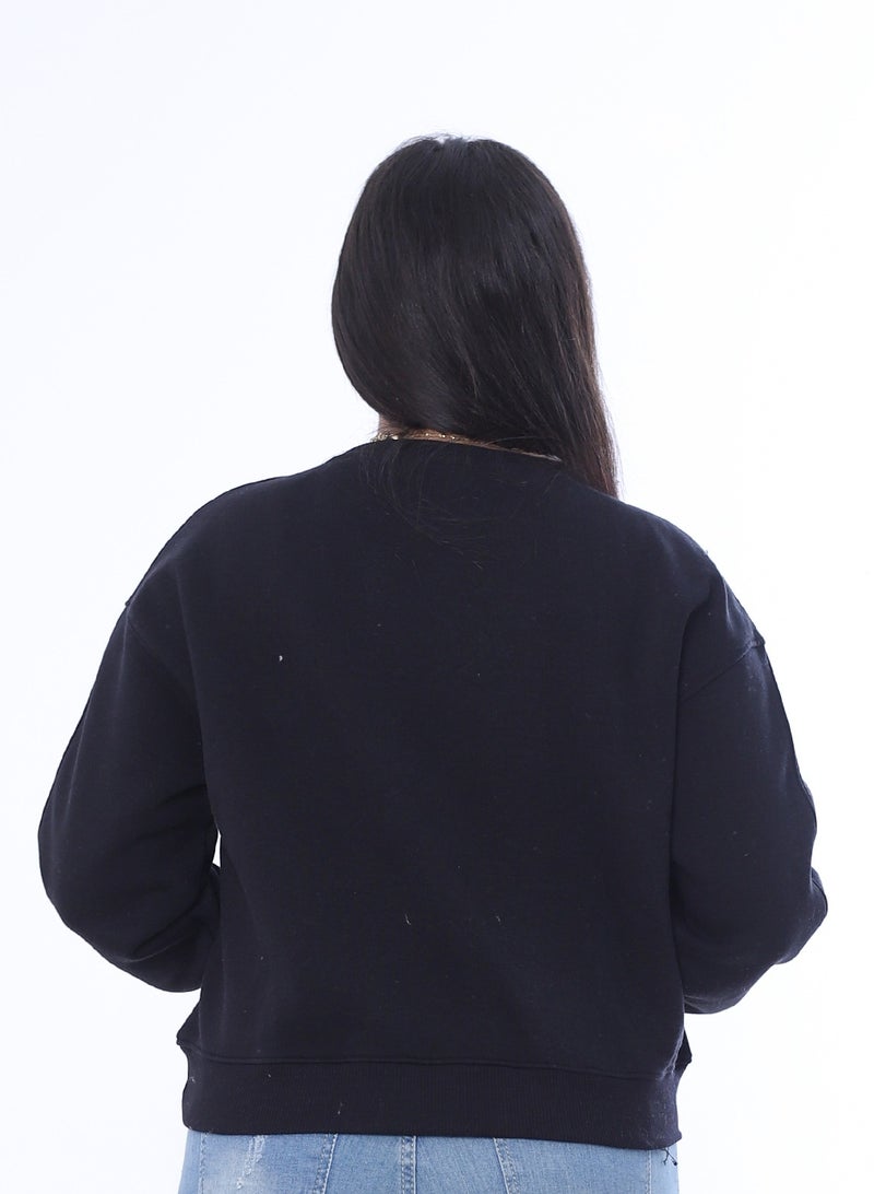 BEBO Women's sweatshirt, graphic print, long sleeve_Black - Image 3