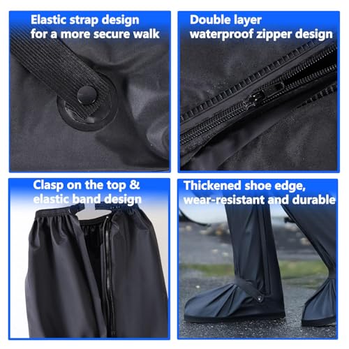 Massmot 23.62 Inch Rain Shoes Cover for Men Women, Tall Waterproof Shoe Cover Protector, Reusable PVC Shoe Cover for Rainy Season with Reflective Strips for Outdoor Activities and Rainy Season (Black, 10UK) - Image 5
