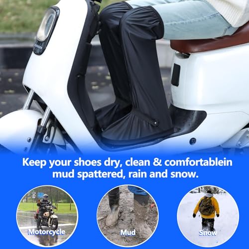 Massmot 23.62 Inch Rain Shoes Cover for Men Women, Tall Waterproof Shoe Cover Protector, Reusable PVC Shoe Cover for Rainy Season with Reflective Strips for Outdoor Activities and Rainy Season (Black, 10UK) - Image 4