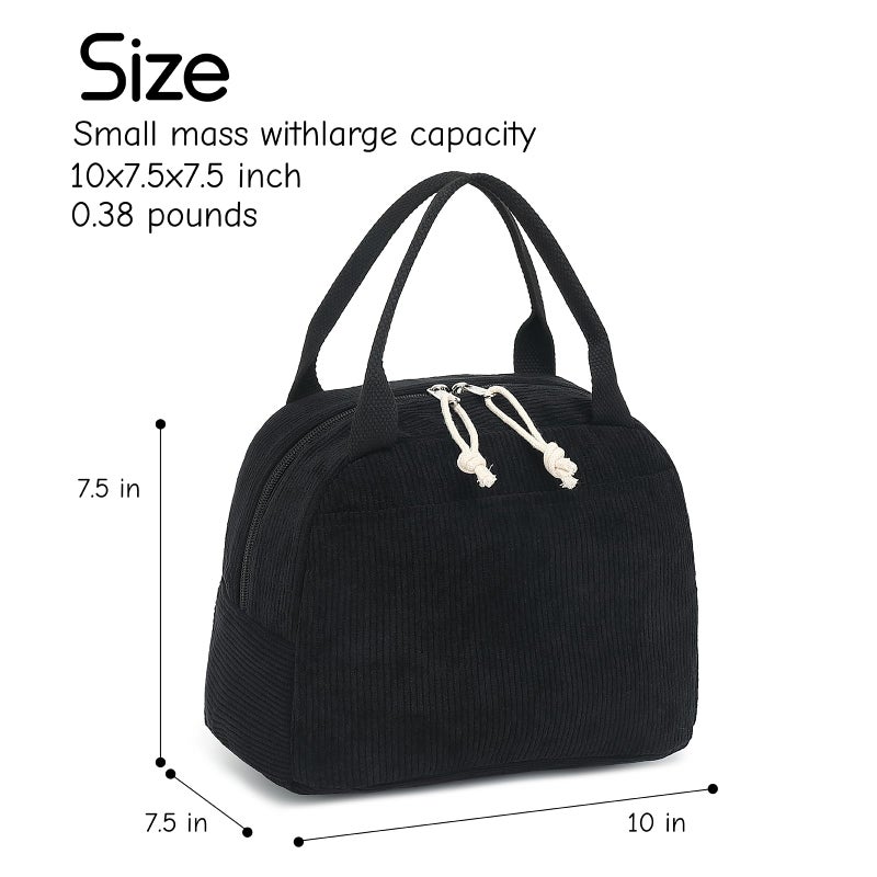 Bluboon Lunch Bag for Women Men Cute Corduroy Lunch Tote Bags Reusable Insulated Lunch Box Large Capacity Reusable Insulated Cooler for Work Picnic or Travel - Image 2