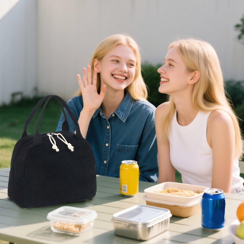 Bluboon Lunch Bag for Women Men Cute Corduroy Lunch Tote Bags Reusable Insulated Lunch Box Large Capacity Reusable Insulated Cooler for Work Picnic or Travel - Image 5