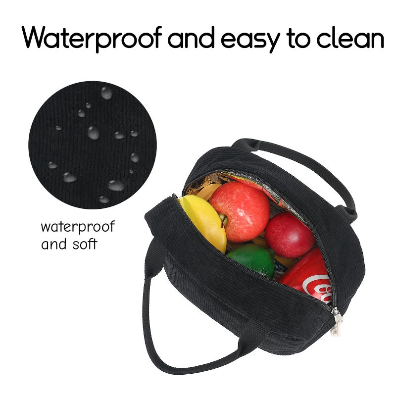 Bluboon Lunch Bag for Women Men Cute Corduroy Lunch Tote Bags Reusable Insulated Lunch Box Large Capacity Reusable Insulated Cooler for Work Picnic or Travel - Image 4