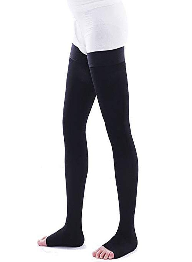 QUADA Thigh High Compression Stockings, Firm Support 20-30mmHg Medical Gradient Compression Socks for Women and Men - Medical Support Hose Treatment Varicose Veins Edema Swelling (Black, M) - Image 1