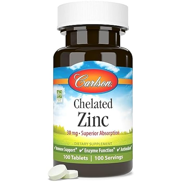 Carlson - Chelated Zinc, 30 mg - Superior Absorption, Immune Support & Enzyme Function, Antioxidant, 100 tablets - Image 5
