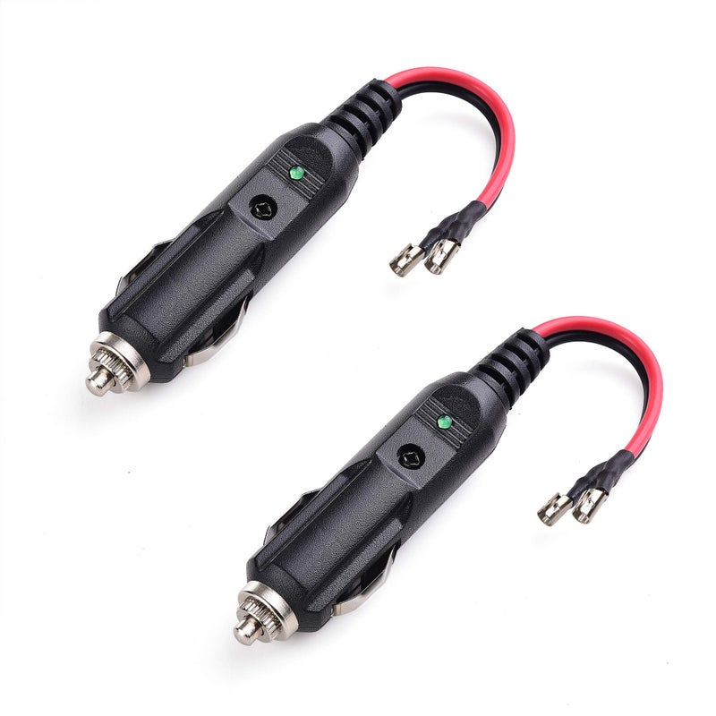 Cable Matters 2 Pack 12V Replacement Cigarette Light Plug Cord with Leads  15A Fuse and Green Indicator Light
