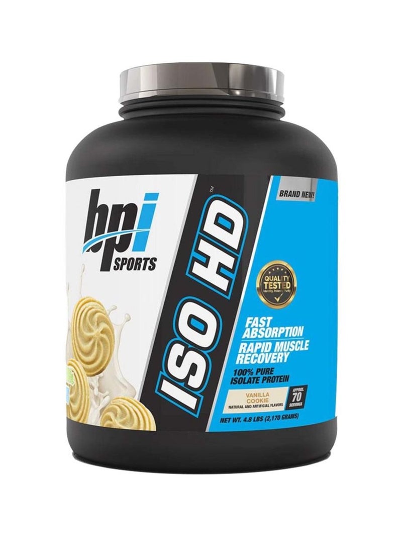 BPI SPORTS Iso HD 100% بروتين عزل نقي، نكهة بسكويت الفانيليا، 70 حصة - Image 1