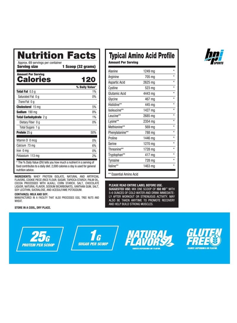 BPI SPORTS Iso HD 100% بروتين عزل نقي، نكهة بسكويت الفانيليا، 70 حصة - Image 3