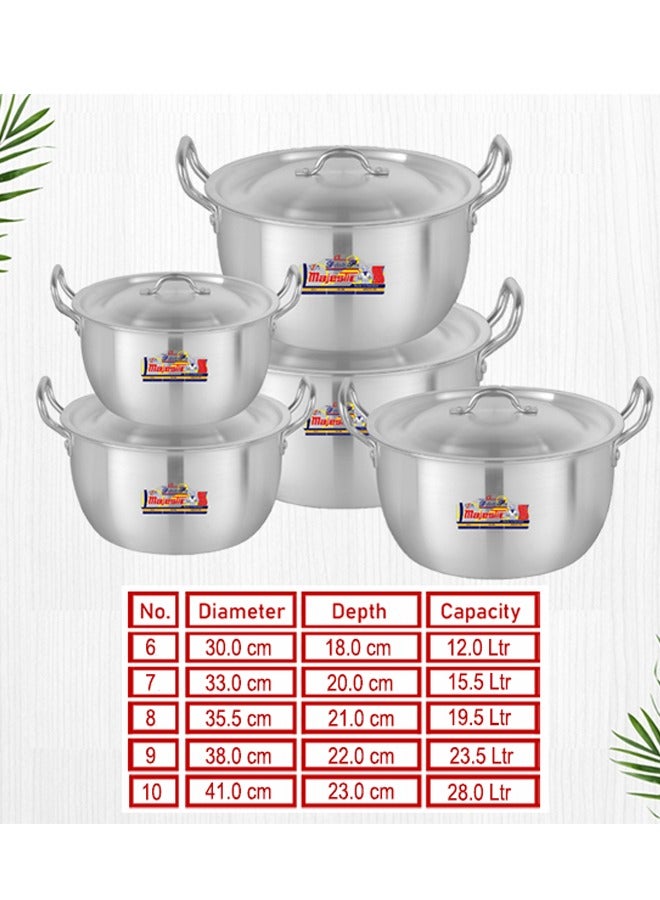 ماجيستك ميتال تشطيب ديليش قدر طهي 5 قطع 6 × 10 مقاس 30 سم 33 سم 35 سم 38 سم 41 سم مع اغطية فولاذية ومقابض متينة - Image 4