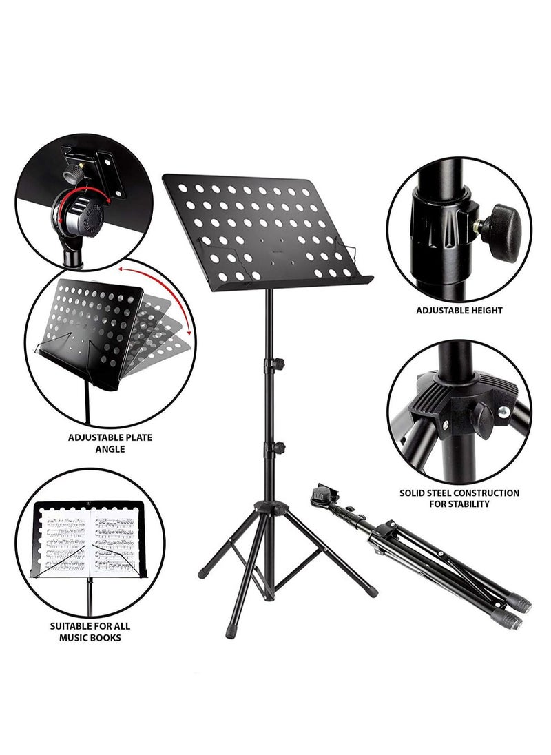 Mike Music Sheet Music Stand Sturdy Music Stand for Sheet High Stability Height & Angle Adjustable Music Sheet Stand Double Knob Adjustment Music Stand for Violin, Guitar Players, Band  - Image 5