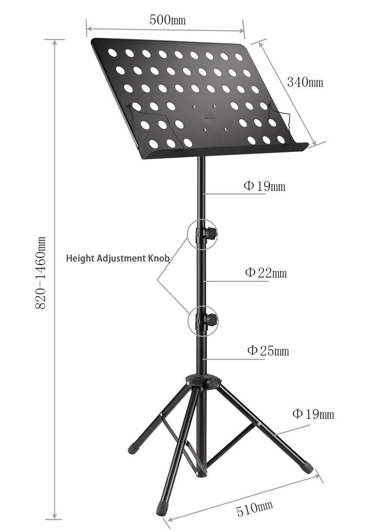 Mike Music Sheet Music Stand Sturdy Music Stand for Sheet High Stability Height & Angle Adjustable Music Sheet Stand Double Knob Adjustment Music Stand for Violin, Guitar Players, Band  - Image 2