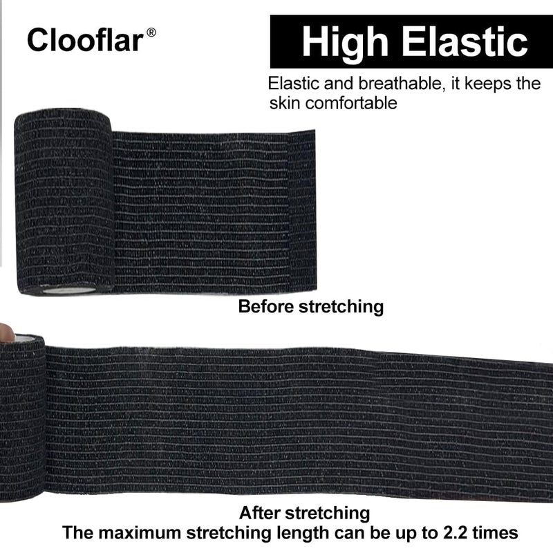 Clooflar 12 Pack Self Adhesive Bandage Wrap,3" X 5 Yards Black Elastic Cohesive Bandage for Sports,Wrist,Ankle,Vet Wrap,Grip Tape - Image 4