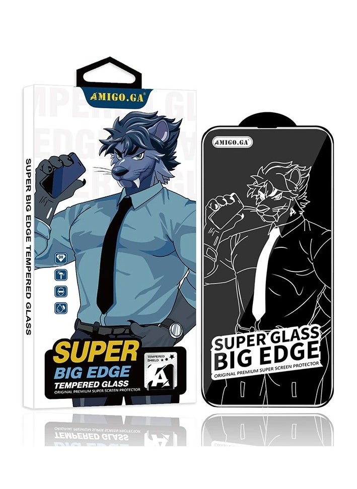 Amigo - Big Edge Hardness Tempered Glass Screen Protector With Black Frame With Gelatin Back Screen For Iphone 14 Pro - Image 1