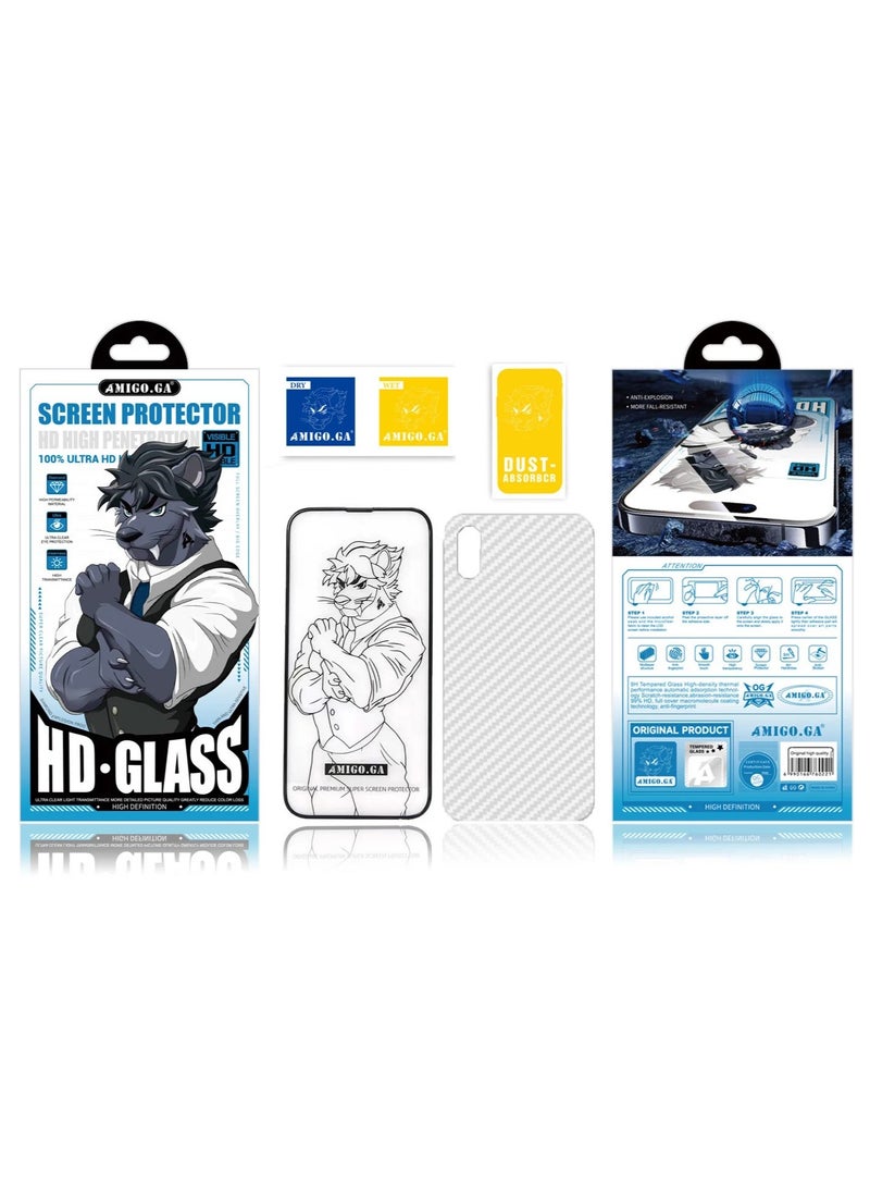 Amigo - Big Edge Hardness Tempered Glass Screen Protector With Black Frame With Gelatin Back Screen For Iphone 14 Pro - Image 1