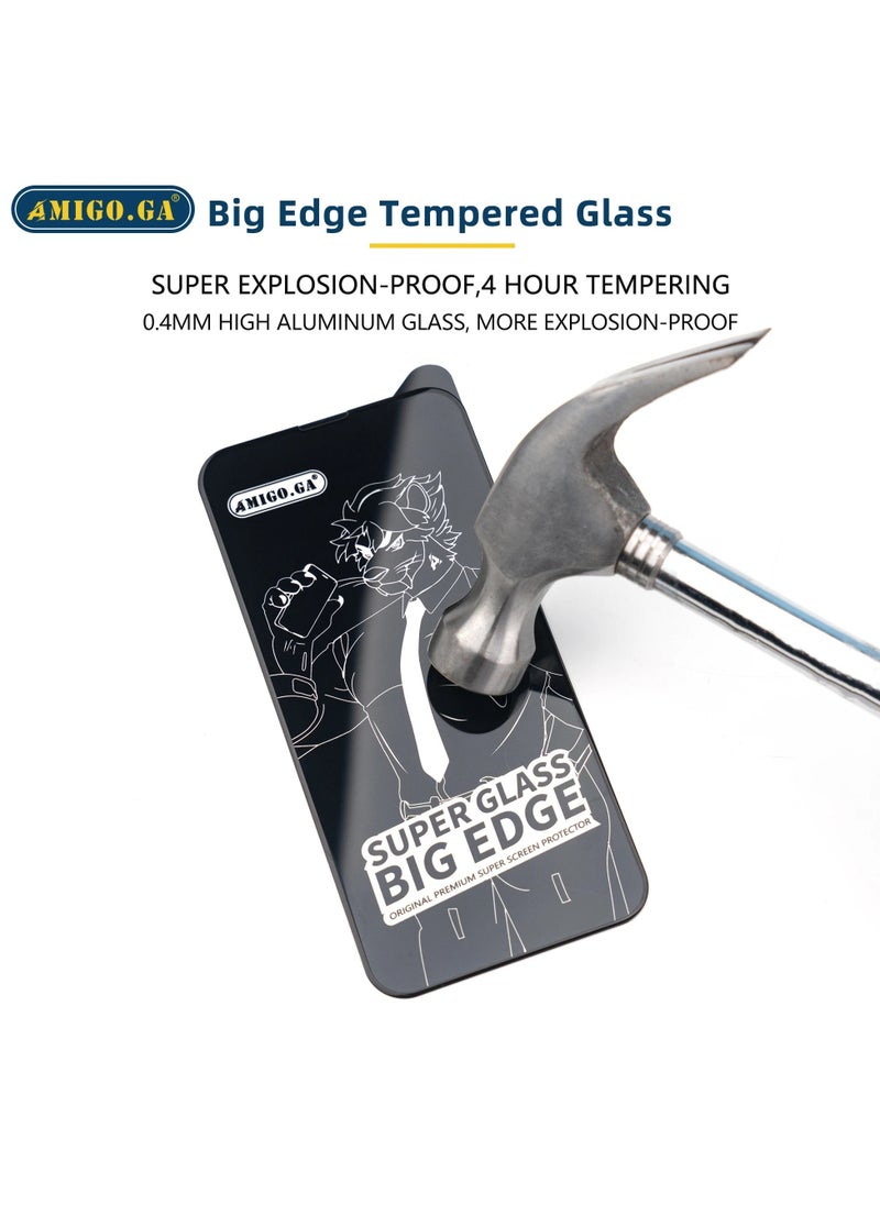 Amigo - Big Edge Hardness Tempered Glass Screen Protector With Black Frame With Gelatin Back Screen For Iphone 14 Pro - Image 1