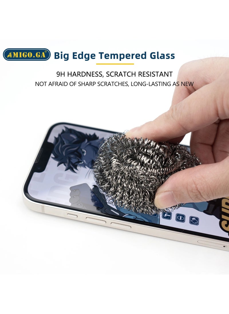 Amigo - Big Edge Hardness Tempered Glass Screen Protector With Black Frame With Gelatin Back Screen For Iphone 14 Pro - Image 1