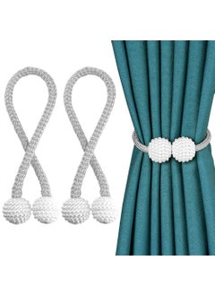 RAMCHA Round Pearl Polyester and Magnet Curtain Tiebacks Drapery Holdbacks Binding Tie Band for Living Room Decoration Medium Grey Set of 2 Pieces Standard SWT101