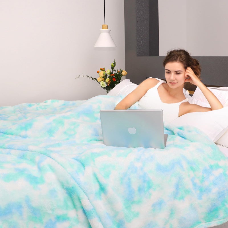 MUGD Fleece Blanket Green Throw Blanket - 300GSM Throw Blanket for Couch Soft Fuzzy Plush Cozy Blankets, Spring Home Decor - Image 5