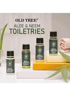 أولد تري مجموعة أدوات العناية المرطبة من Old Tree Neem & Aloevera بحجم 20 مل - (مجموعة من 100 قطعة) | مرطب بحجم مناسب للسفر، غرفة الفندق، بيت الضيافة | وسائل الراحة والإكسسوارات الخاصة بالفندق  - Image 2