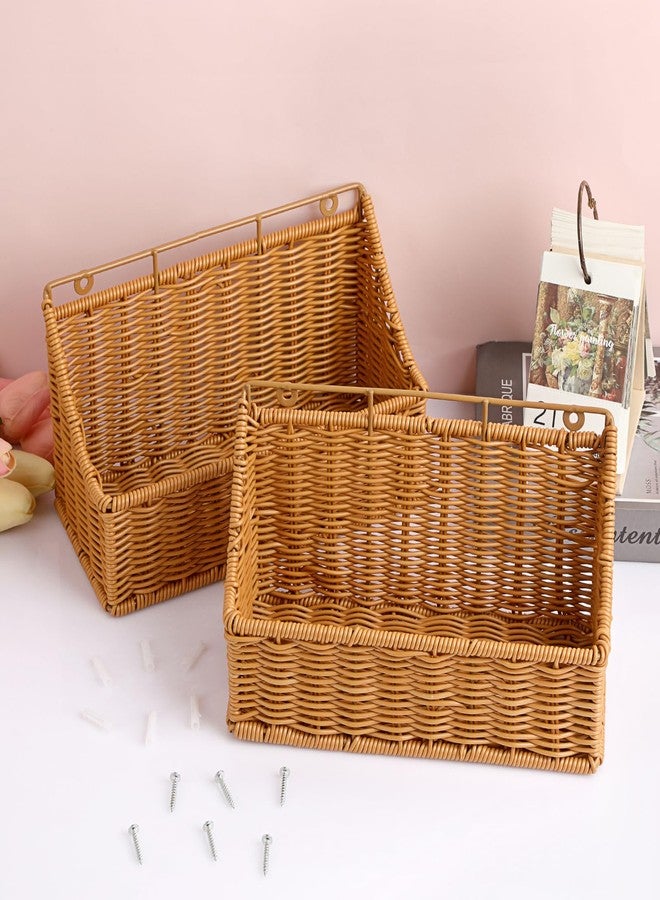 OwnMy 2PCS Plastic Wicker Hanging Basket Wall Mount Storage Baskets for Kitchen Organizing Fruit, Onion, Potato, Vegetable, Hanging Fruit Baskets for Kitchen Counter/Pantry/Cabinet - Image 2