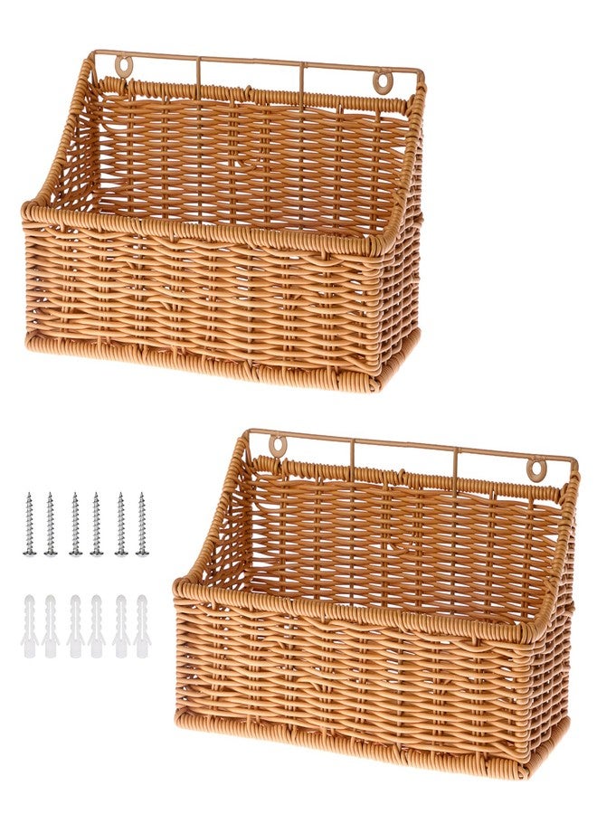 OwnMy 2PCS Plastic Wicker Hanging Basket Wall Mount Storage Baskets for Kitchen Organizing Fruit, Onion, Potato, Vegetable, Hanging Fruit Baskets for Kitchen Counter/Pantry/Cabinet - Image 1