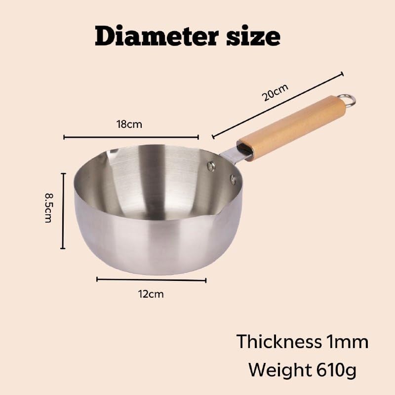 Cheet enterprise Milk Pot for Soup Noodles Sugar Chocolate Silver18CM 1Pcs Induction NonStick Aluminium Sauce Pan Milk Pot with Wooden Handle - Image 2