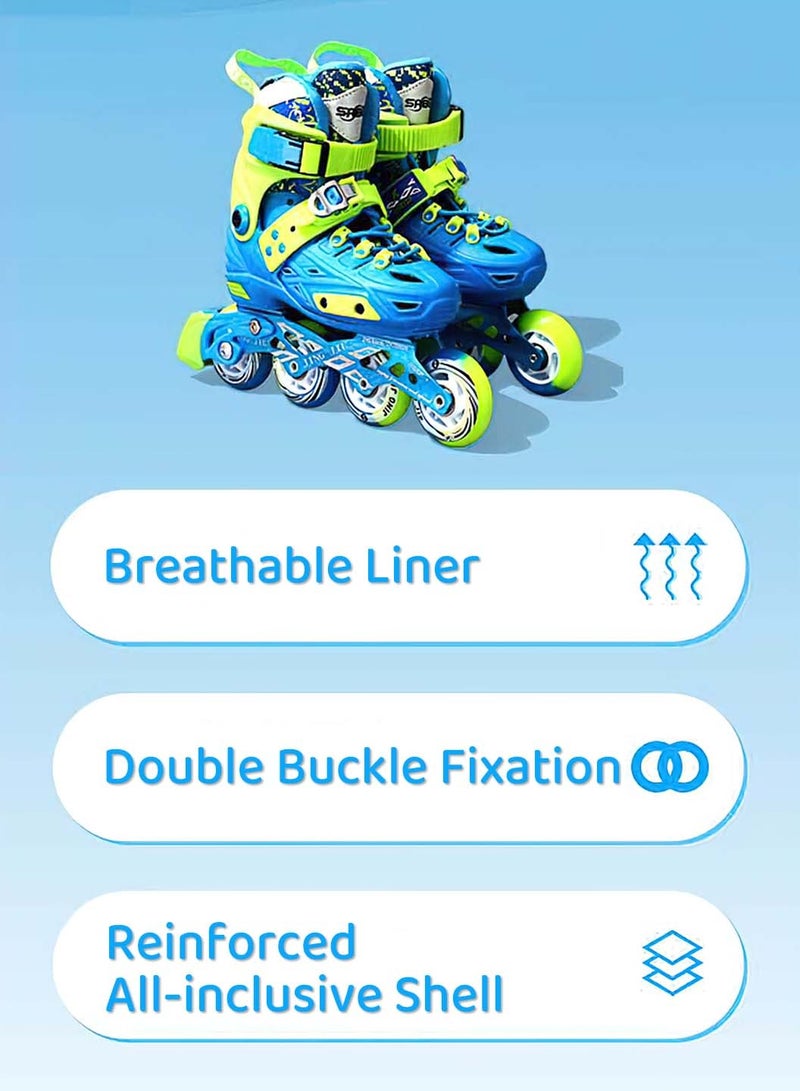 LEOKOR Adjustable Roller Skate Shoe Set,for Kids Ages 6-12 Children's Roller Skates,with LED Light-Up Wheels Roller Skates and Roadblock Backpack,Protective Gear set - Image 3