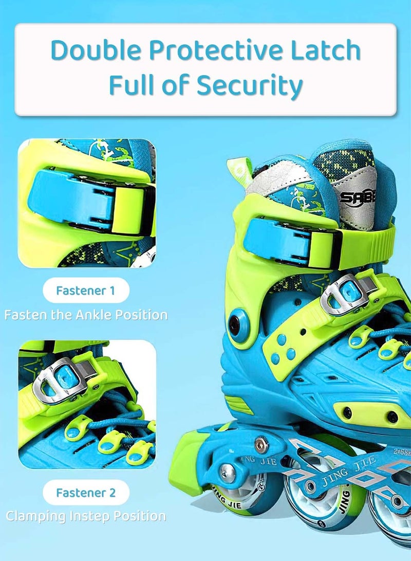 LEOKOR Adjustable Roller Skate Shoe Set,for Kids Ages 6-12 Children's Roller Skates,with LED Light-Up Wheels Roller Skates and Roadblock Backpack,Protective Gear set - Image 5