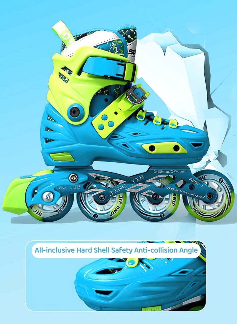 LEOKOR Adjustable Roller Skate Shoe Set,for Kids Ages 6-12 Children's Roller Skates,with LED Light-Up Wheels Roller Skates and Roadblock Backpack,Protective Gear set - Image 4